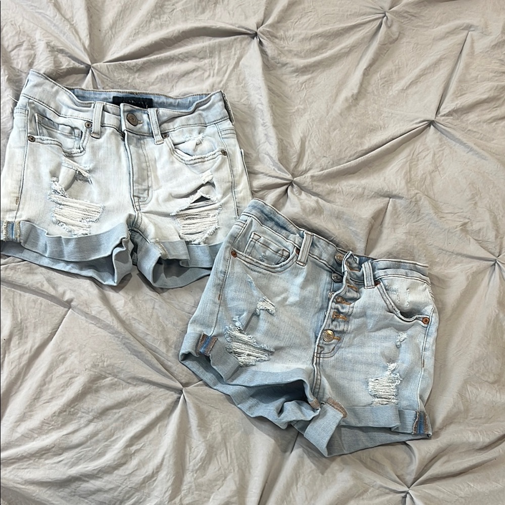 Aeropostale bundle of 2 pairs of size 00 Light Blue Jean Shorts - Picture 2 of 9